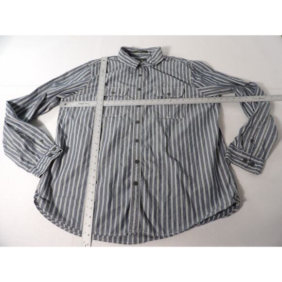 Eddie Bauer Mens Shirt XXLT Tall Oxford Blue White Stripe Classic Fit 90s Dad - Picture 7 of 12